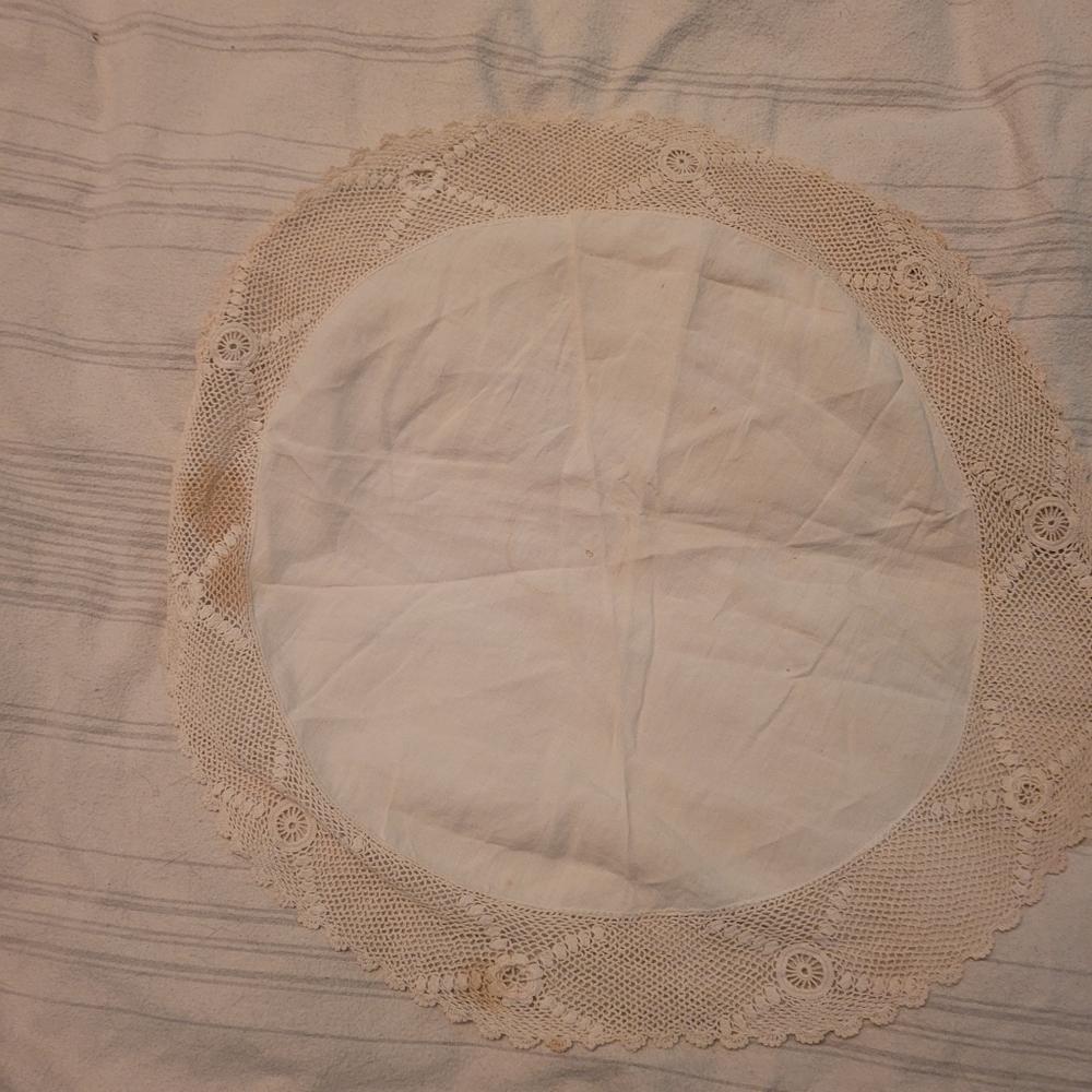 Round Crochet Lace Doily Table Accent - Cream Please See Measurements